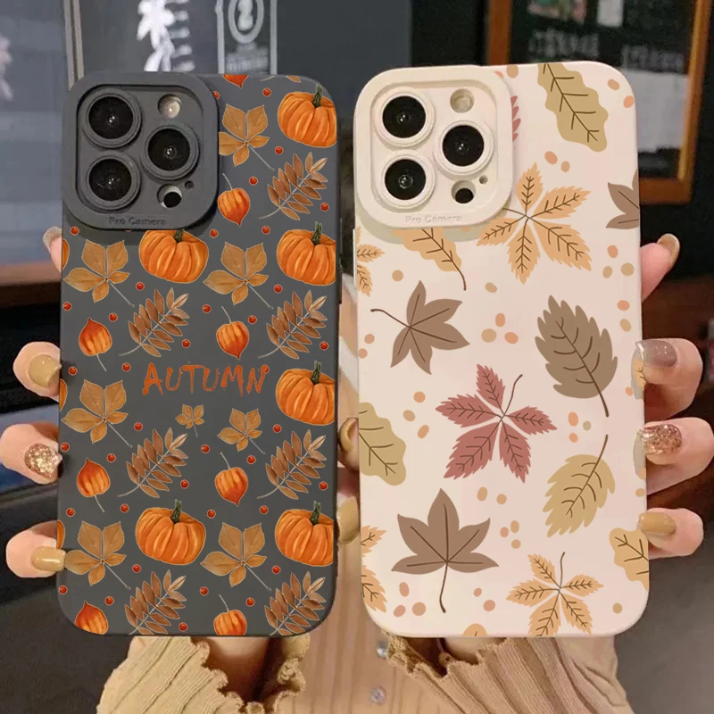 Retro Maple Leaf Pattern Phone Case For Samsung Galaxy A16 A06 A26 A54 A32 A33 A56 S25 S23 S24 S22 S21 Ultra Plus FE Soft Cover