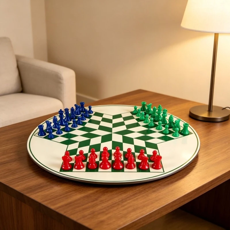 

Three-player Chess Set 65cm Chess Board Game PVC Chessboard King High 77mm Chess Pieces 3-Person Medieval Chesses Games Checker