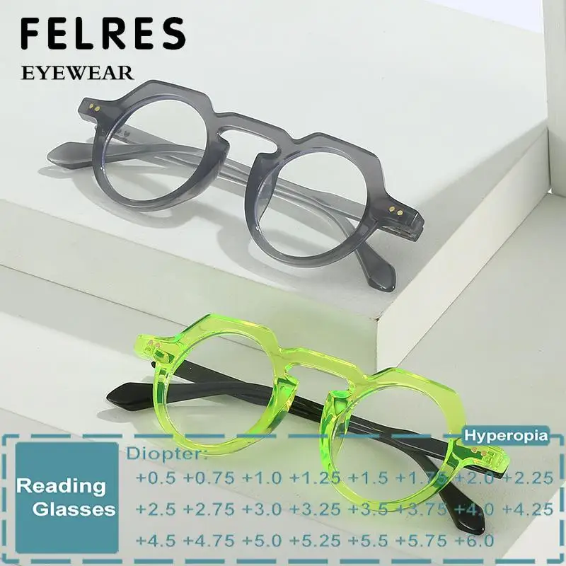 Men Women Round Blue Light Blocking Reading Glasses Classic Clear Lens Prescription Glasses Optical Glasses Magnifying Glasses