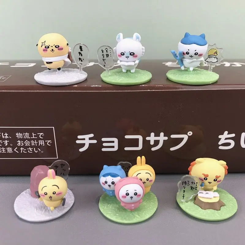 Chiikawa Choco Sup Śliczne Mini Figurki Kolekcjonerskie Zabawki Usagi Hachiware JiYi Dekoracja na Biurko Prezenty w Stylu Anime Zestaw 10 szt.