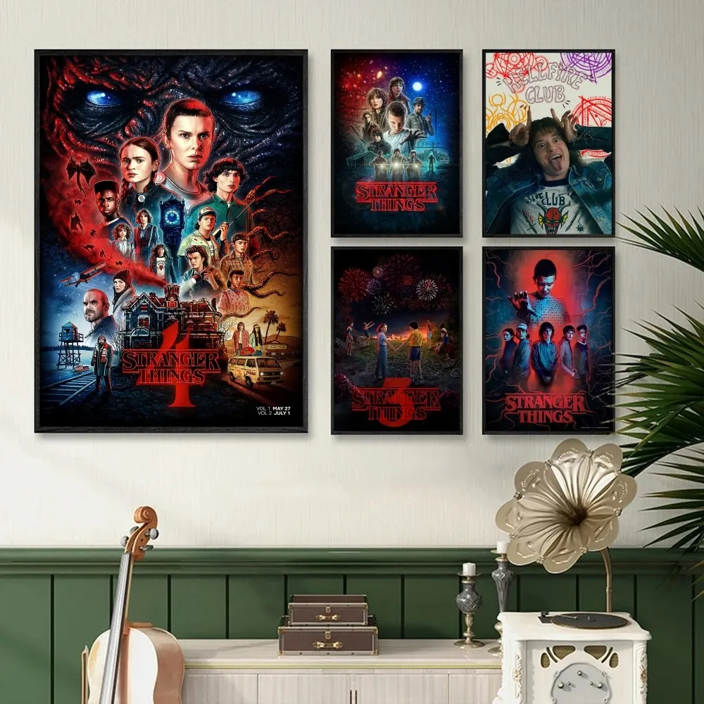 Stranger Things Movie  Poster Self-adhesive Art Waterproof Paper Sticker Coffee House Bar Room Wall Decor