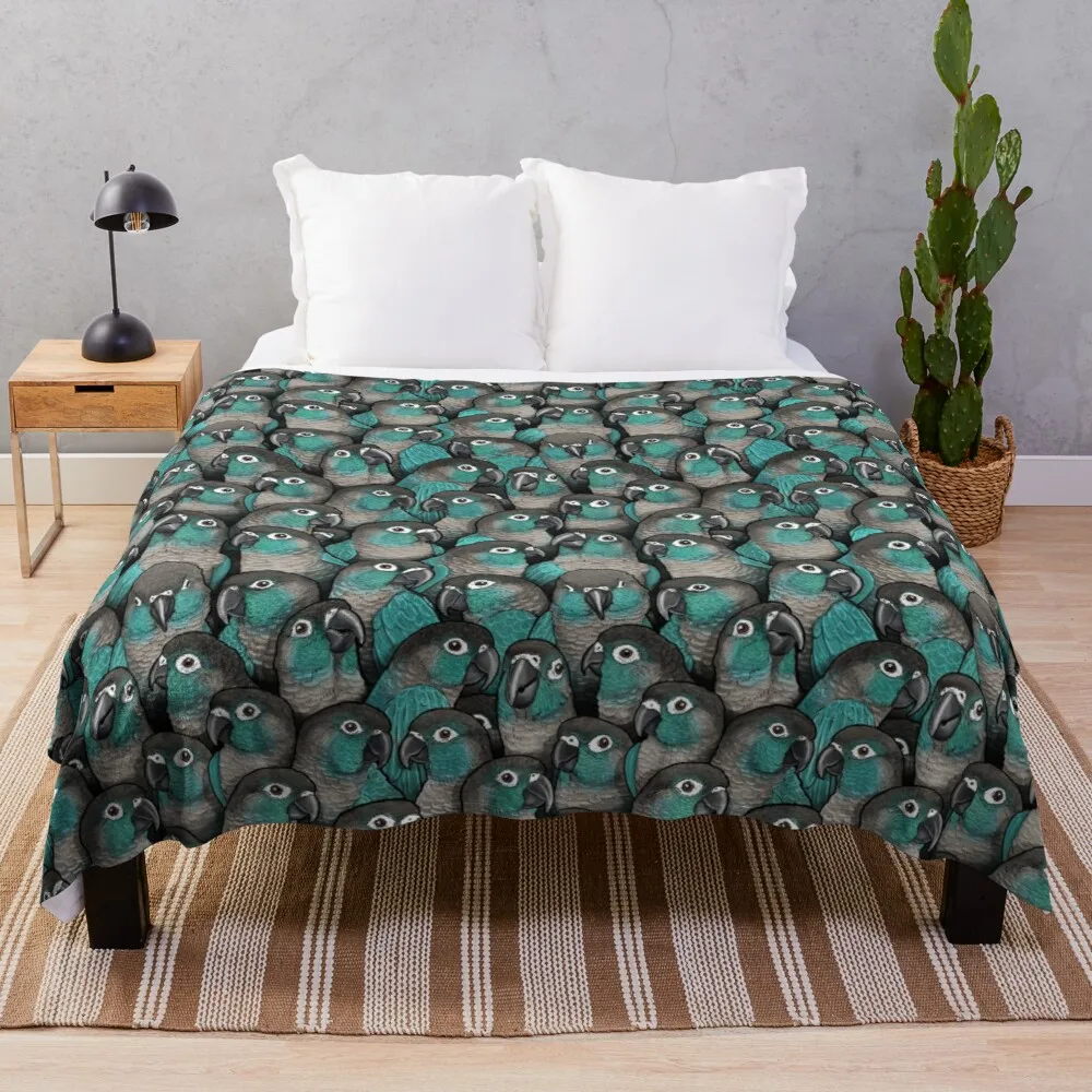 

Turquoise Green-Cheeked Conures Throw Blanket luxury thicken fleece blanket blanket wool flannel blanket