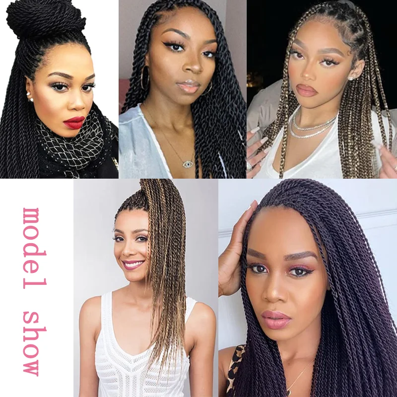 3 упаковки синтетических сенегальских волос Mini Twist для вязания крючком для детей, детские маленькие вязанные крючком волосы для маленьких девочек