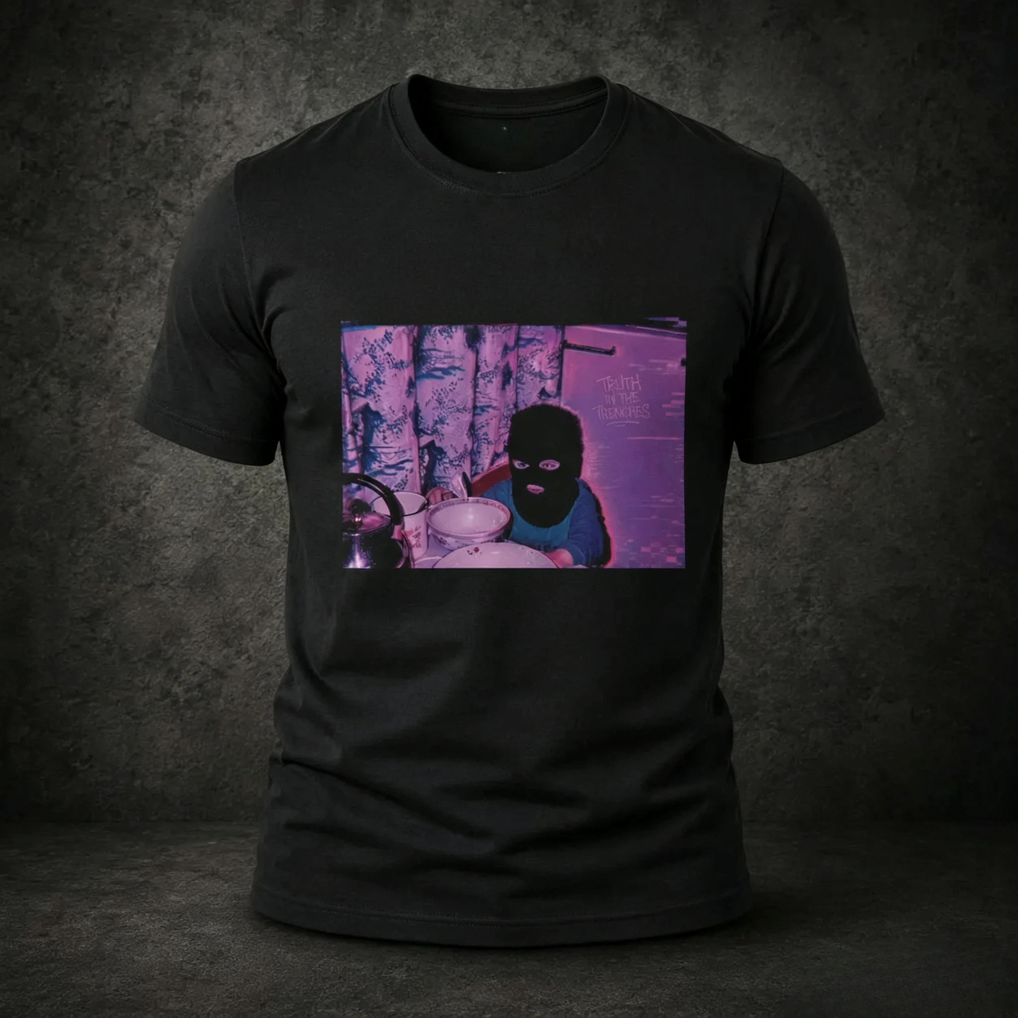Funny Meme Pattern T-shirt Men's Ski Mask Humorous Satire Short Sleeved T-shirt Retro Vaporwave Aesthetic Neutral Casual Top