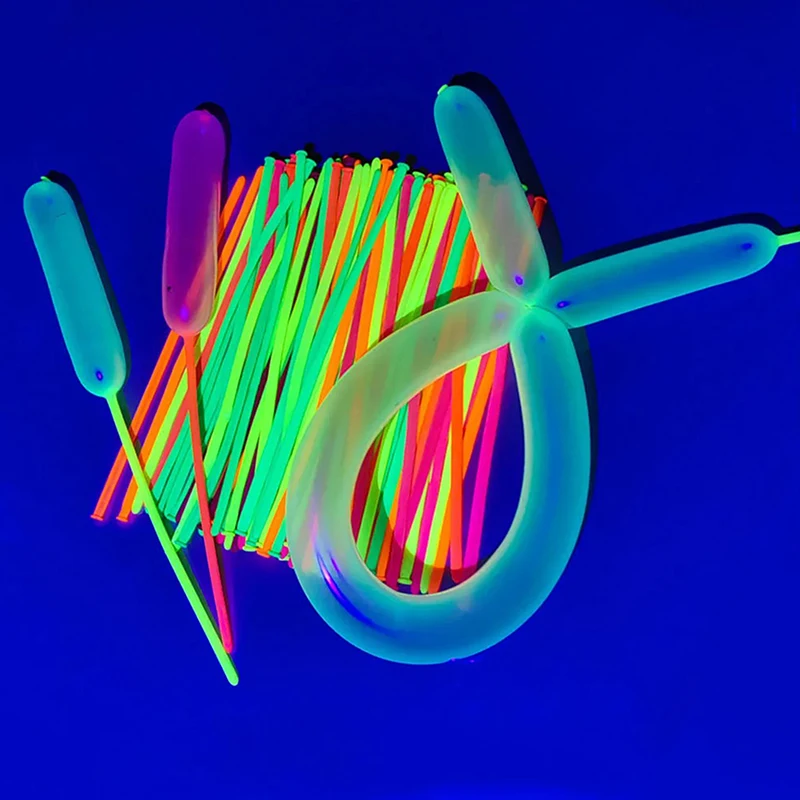 Balões Fluorescentes De Neon Longo Reutilizáveis, Torção, Látex, DIY, Decores de Festa de Aniversário, Brilham nos UV, 10Pcs