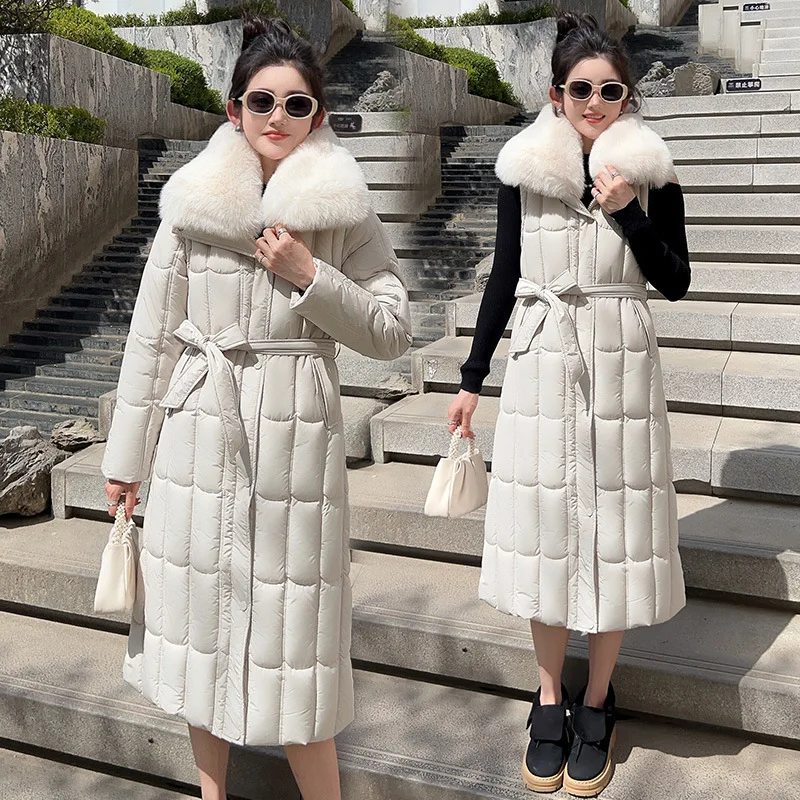 

Клетчатый зимний женский хлопковый жилет на шнуровке со съемным капюшоном из искусственного меха, женское стеганое пальто без рукавов, женская куртка выше колена