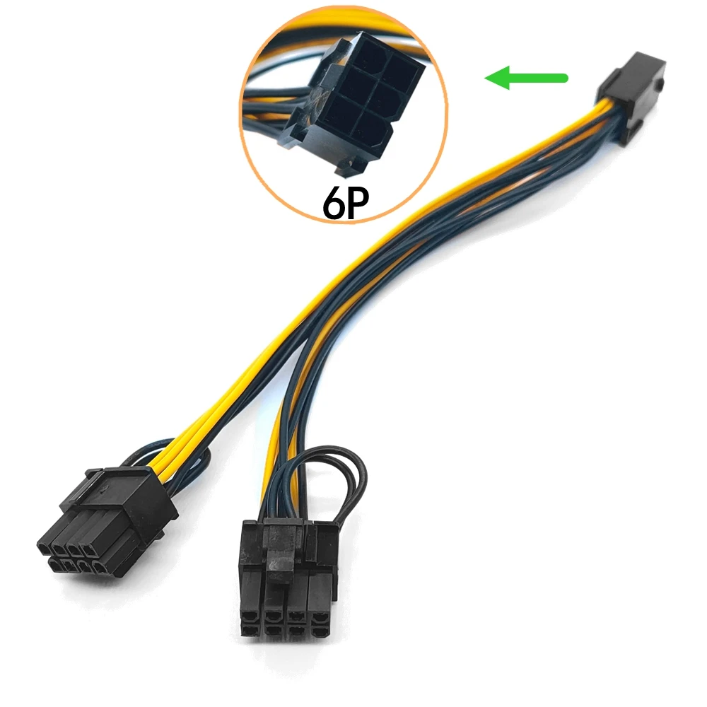 

200pcs/Lot Molex 6pin PCI Express to 2 x PCIe 8 (6+2) pin Motherboard Graphics Video Card PCI-e GPU VGA Splitter Hub Power Cable