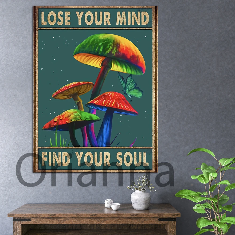 Wall Art Lose Your Mind Find Your Soul Magic Mushrooms Poster Pop Home Decoration Vintage Hd Prints Watercolor Canvas Painting