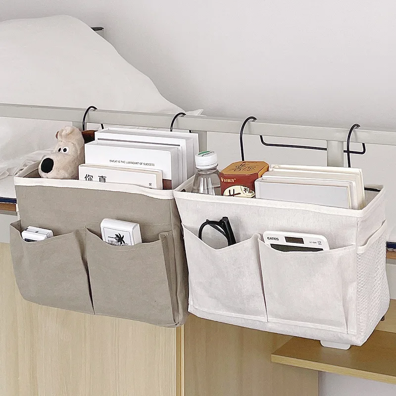 

Multifunctional Bedside Sofa Hanging Storage Bag, Fabric Hanging Basket Bedside Shelves For Dormitory And Apartment Storage Bags