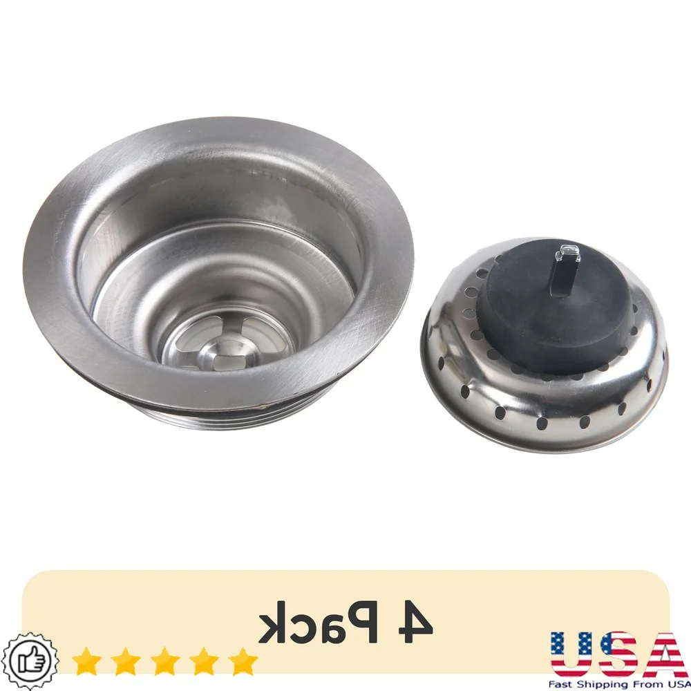 

4-пакетная корзина для раковины из нержавеющей стали, сито в сборе, прочная, простая установка, защита от засорения, ловушка для волос, совместимая кухонная мойка