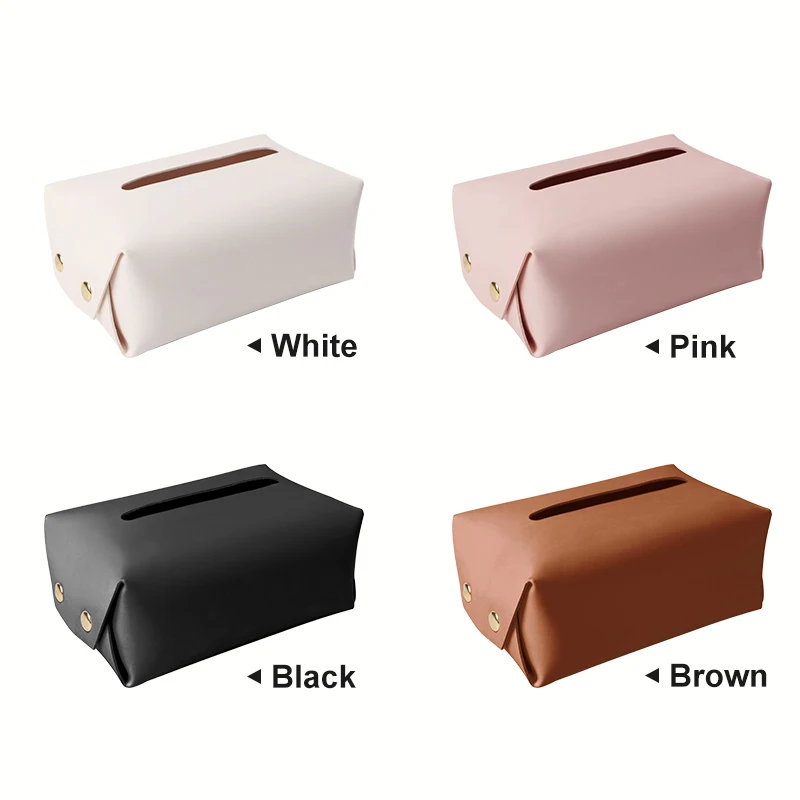 1PC PU Leather Car Tissue Box Universal Sun Visor Armrest box Tissue Box Holder Auto Interior Backseat Storage Box Decoration