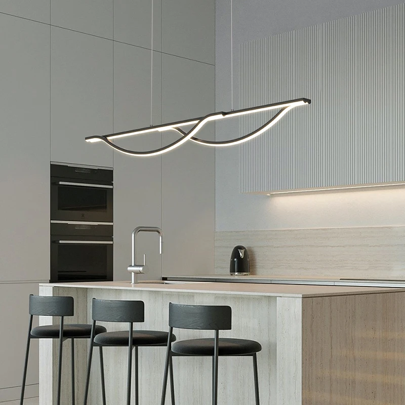 Led Restaurant Chandelier Nordic Simple Dining Room Bar Table Lamp One-word Strip Pendant Lights Home Indoor Decor Lighting Lamp