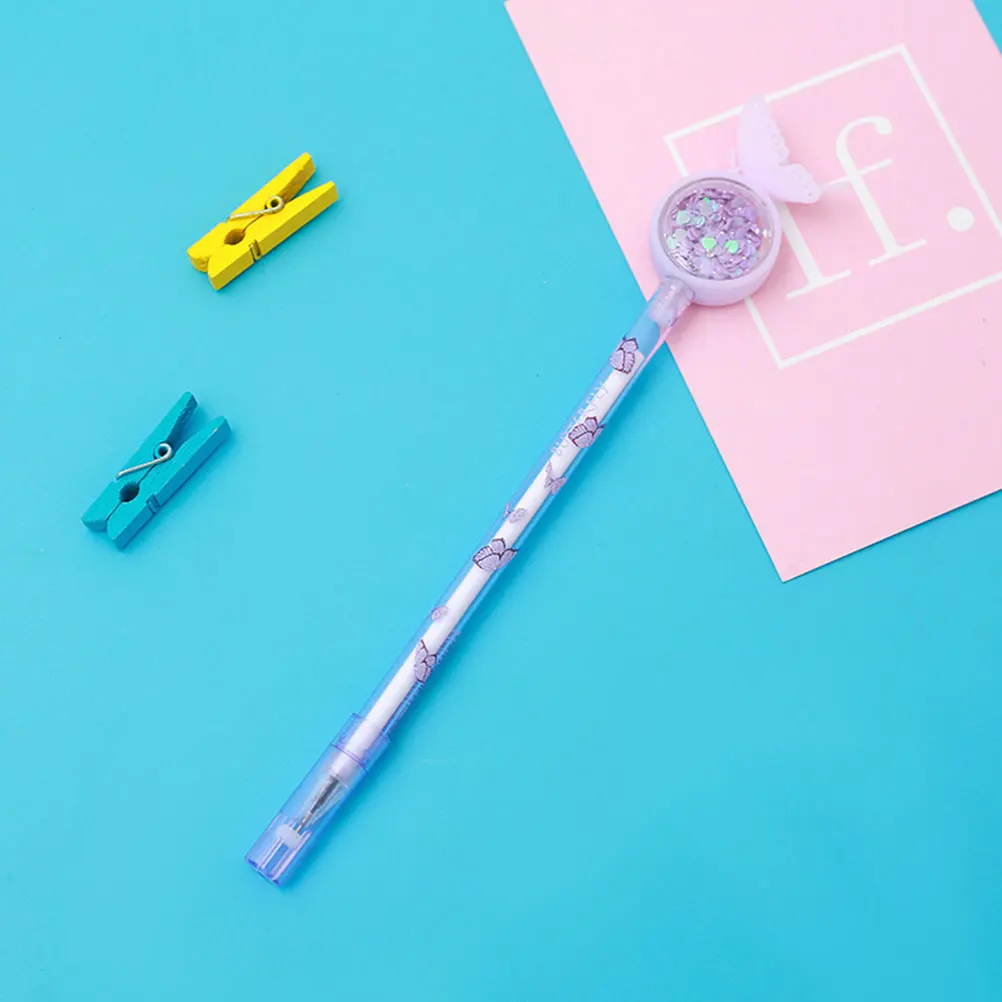 10 Pcs Pen Black Butterfly Sequin Writing Black Gel-Pen Pens Smooth Fine Workmanship Student Office Home Use Practical