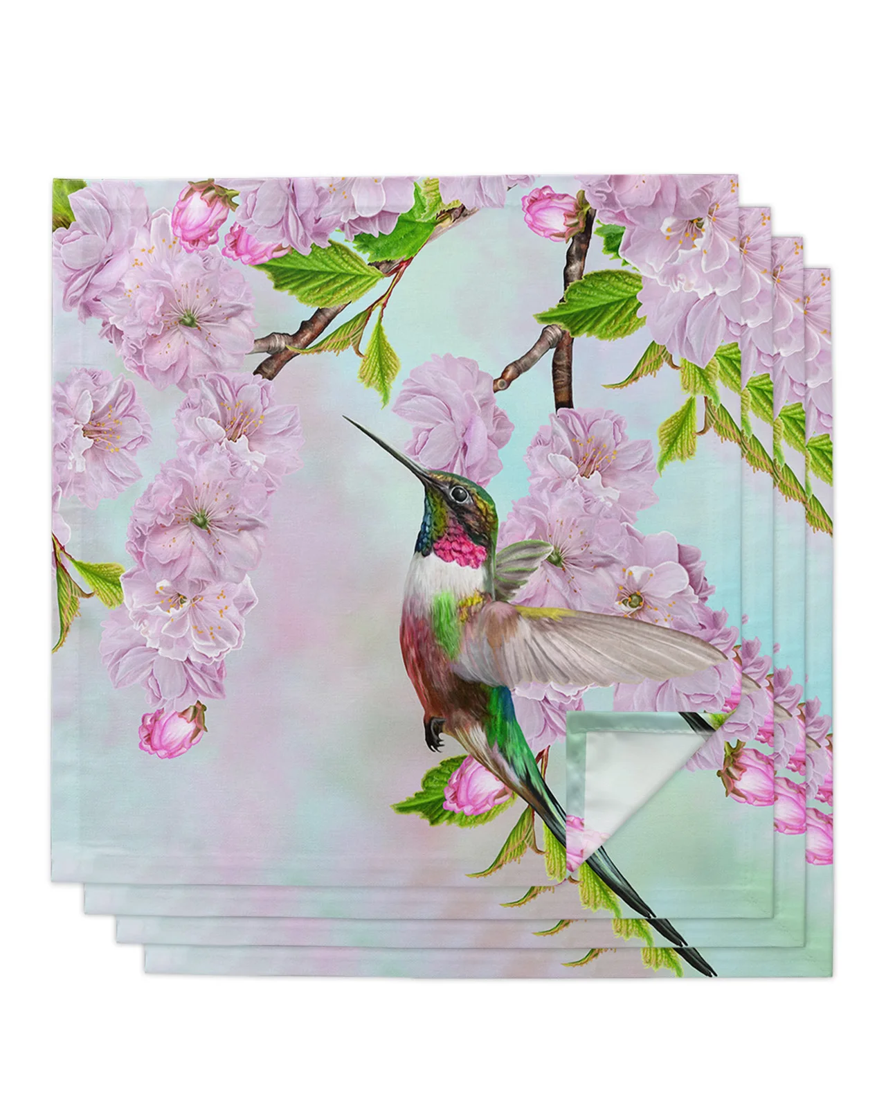 

4pcs Flower Hummingbird Oil Painting Square 50cm Table Napkin Wedding Decoration Table Cloth Kitchen Dinner Serving Napkins
