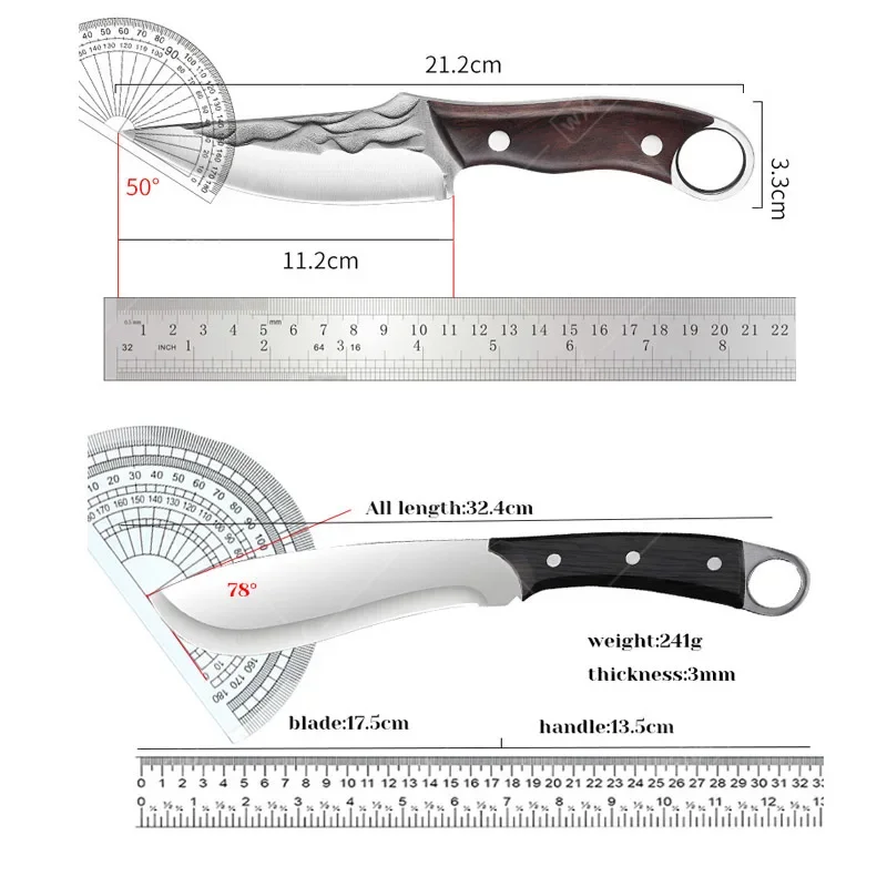 WXCOO Boning Knife Hand Forged Hammer Butcher Knife Wooden Handle Kitchen Chef Slicing Knives Cooking BBQ Fruit Steak Knife view 6