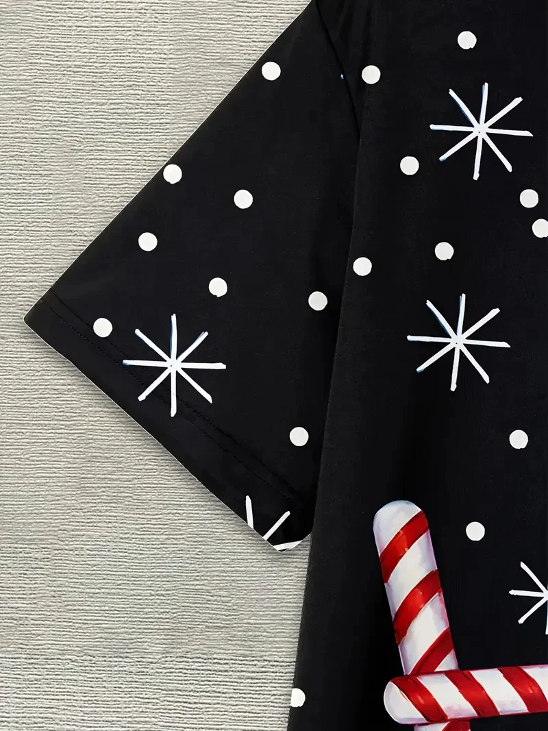 Kaus Lengan Pendek Gambar Natal Liburan 3D Ukuran Besar Pria, Longgar dan Kasual, Lembut dan Nyaman, Bernapas, Olahraga Luar Ruangan