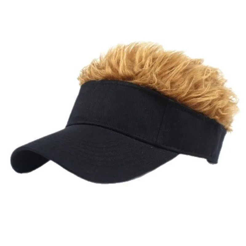 Solid Color Hairy Wig Cap Leaf Camouflage Integrated Baseball Cap Funny Hat Men Women Unisex Adjustable Breathable Casual