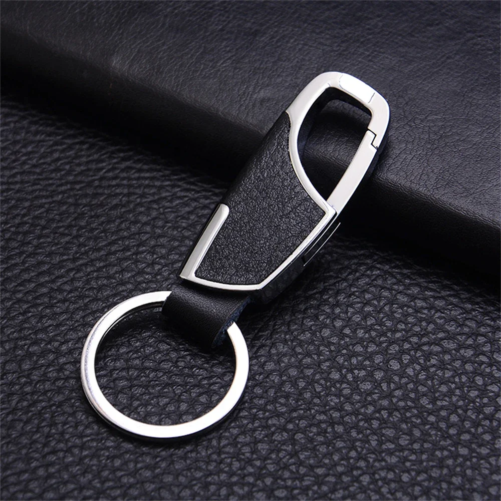 Fashion Metal Leather Keychain Creative Waist Hanging Keyrings Anti-Lost Car Carabiner Key Holder Motorcycle Accessories Charms