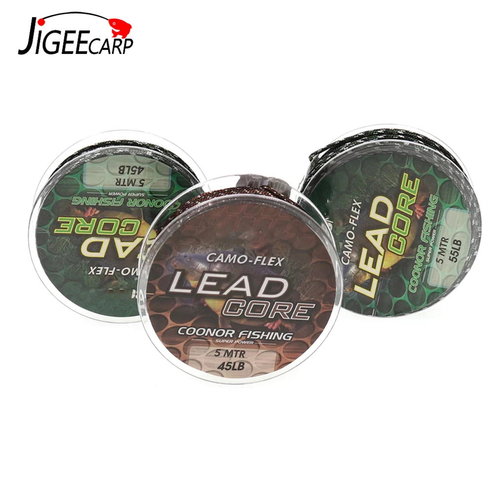 5M 35/45/55LB Braided Core Carp Leader Line Camo Mainline Leadercore for Carp Chod Helicopter Rig Carp Coarse Fishing Line