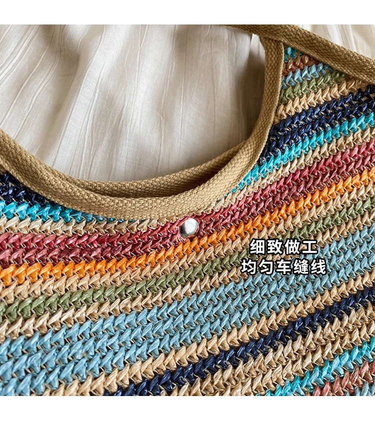 2024 New Fashionable Simple Shoulder Bag High Quality Large Capacity Tote Bag Striped Design Buckle HOT SALE Handbag