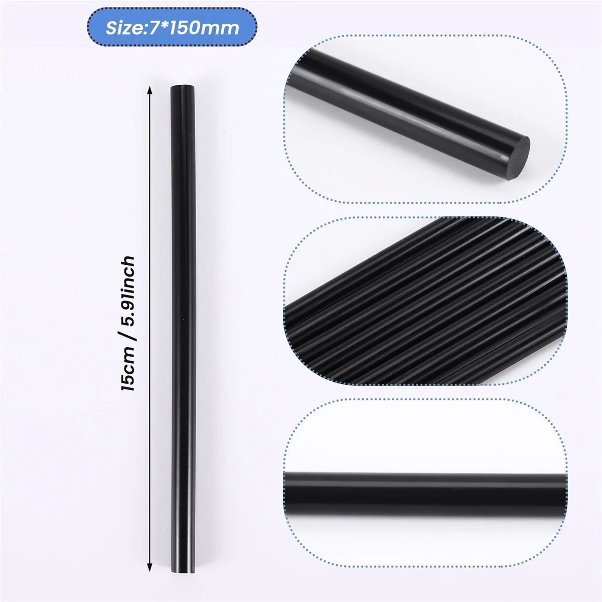 B-T 10PCS Hot Melt Glue Adhesive Sticks 150x7mm Black