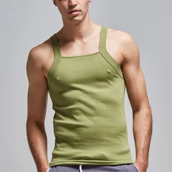 Super men's monochrome cotton vest, sexy, high elasticity, close-fitting, sweat absorption, single vest, hot, men's vest