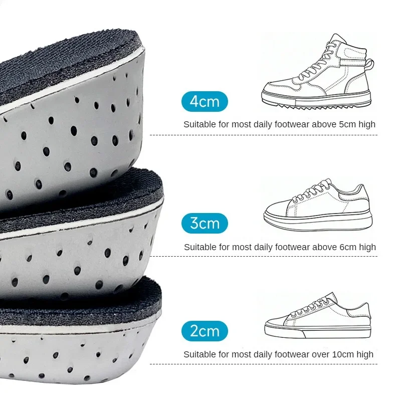 EVA Insoles Breathable Memory Foam Full Length Height Increase Invisible Increasing Heel Lifting Inserts ShoeLift Pads Unisex