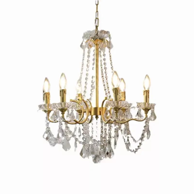 Crystal tassel villa candle living room chandelier retro French bed and breakfast living room dining room court style European