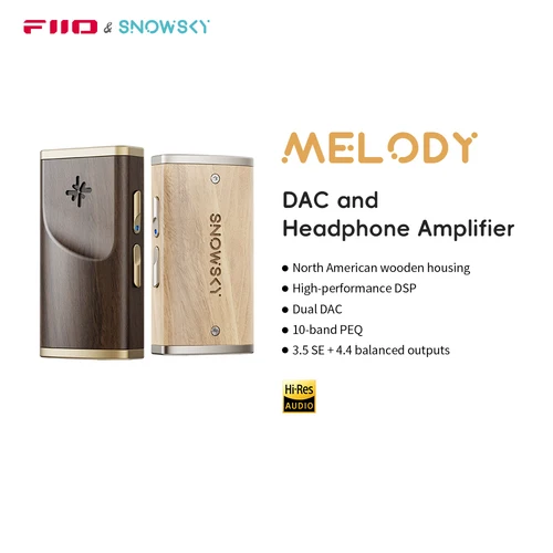 FiiO/Snowsky Melody Amplificador de auriculares DAC portátil con auriculares de 4,4 mm y 3,5 mm DSD256, PEQ de 10 bandas para Android/wins