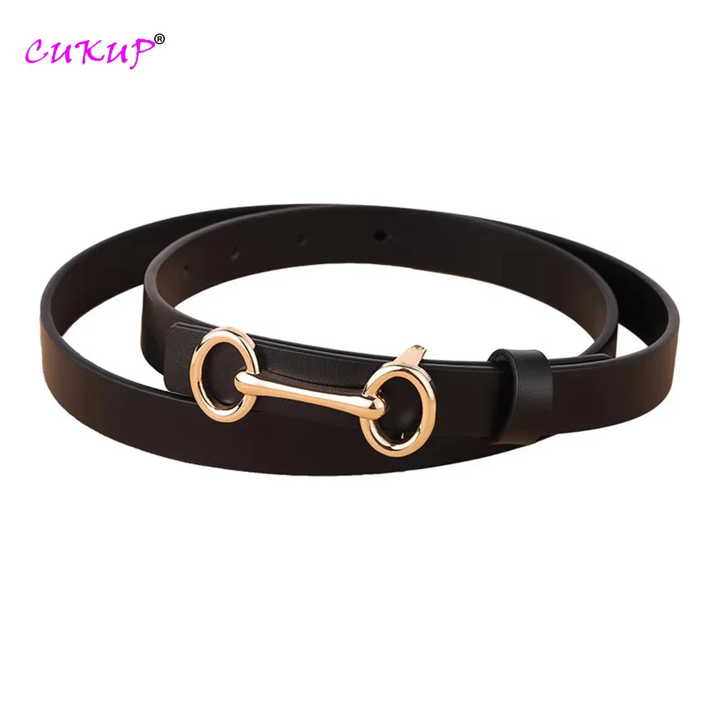 

Cow Genuine Leather Alloy Slide Buckle Belts for Women 2.0cm Wide