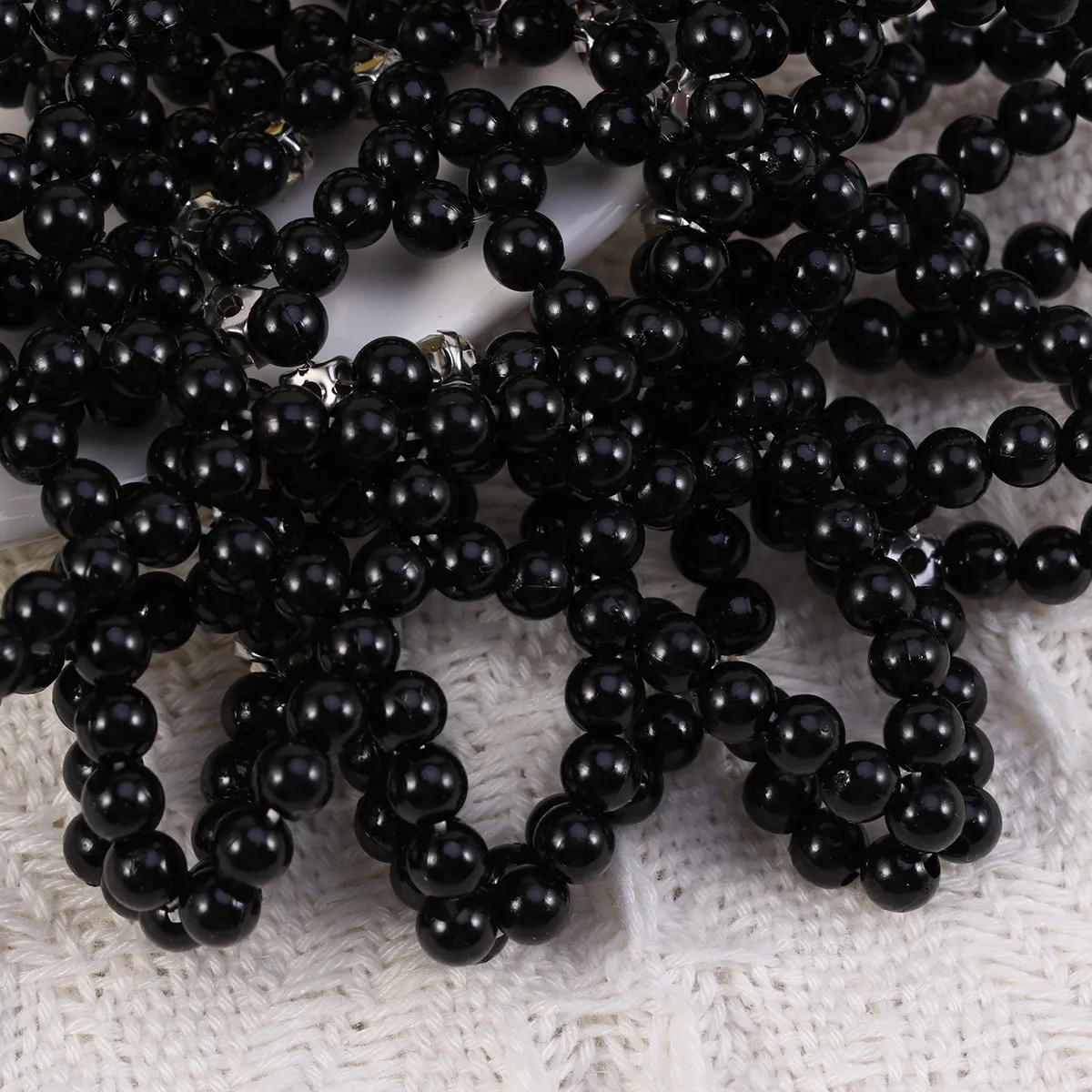 Black Elastic Pearl Crochet Hair Snood for Dance, Gymnastics, Sports & Formal Occasions
