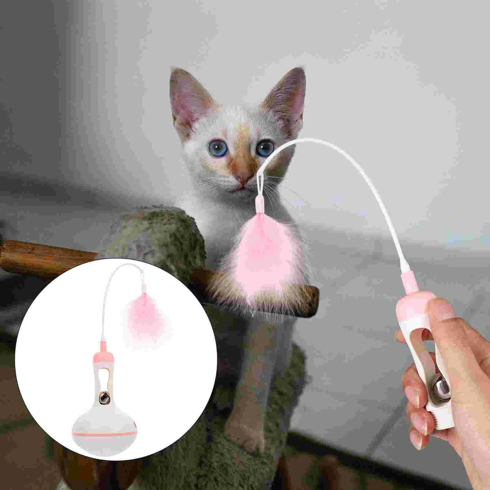 

Cat Toy Interesting Products Auto Rotating Pet Feeder Teaser Tumbler Kitten Toys Stick Plaything Self Interactive