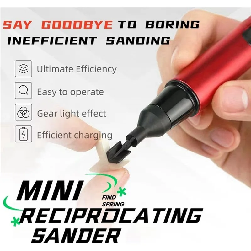 

ABZV-Mini Electric Reciprocating Sander USB Charging With 3-Speed Adjustable & 8 Sanding Heads Precision Tool For DIY Crafts