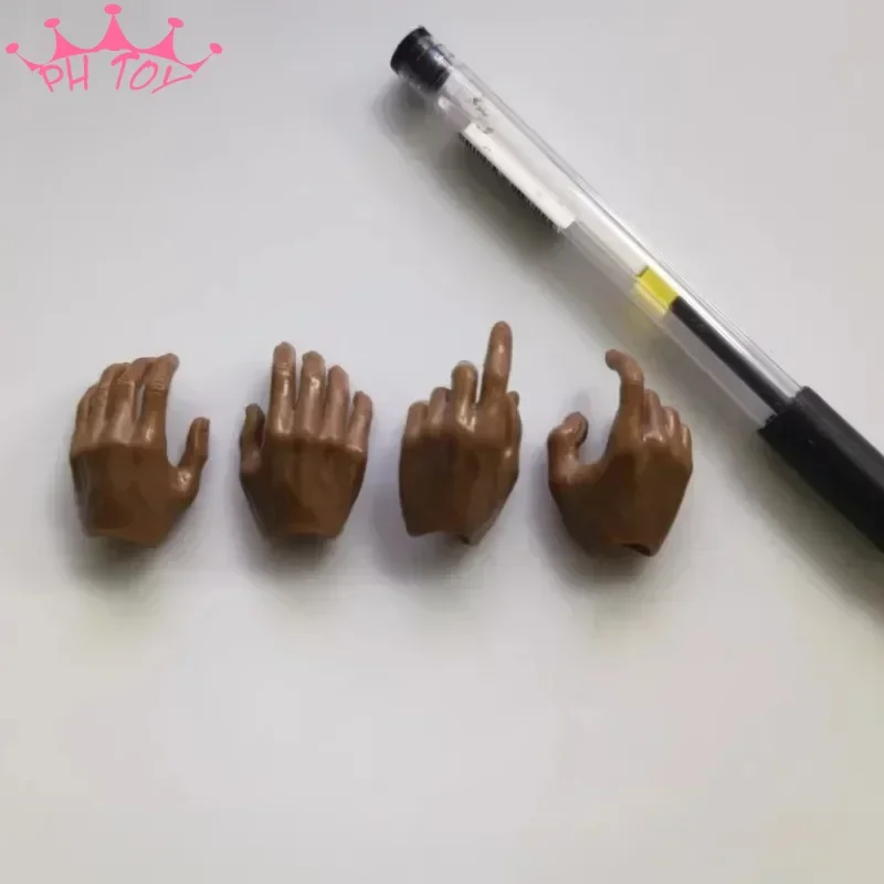 1/6 Scale Male Soldier Black Hand Model Thigh Thickener Two Pairs Hands Model for 12'' Action Figure Black Doll Accessory