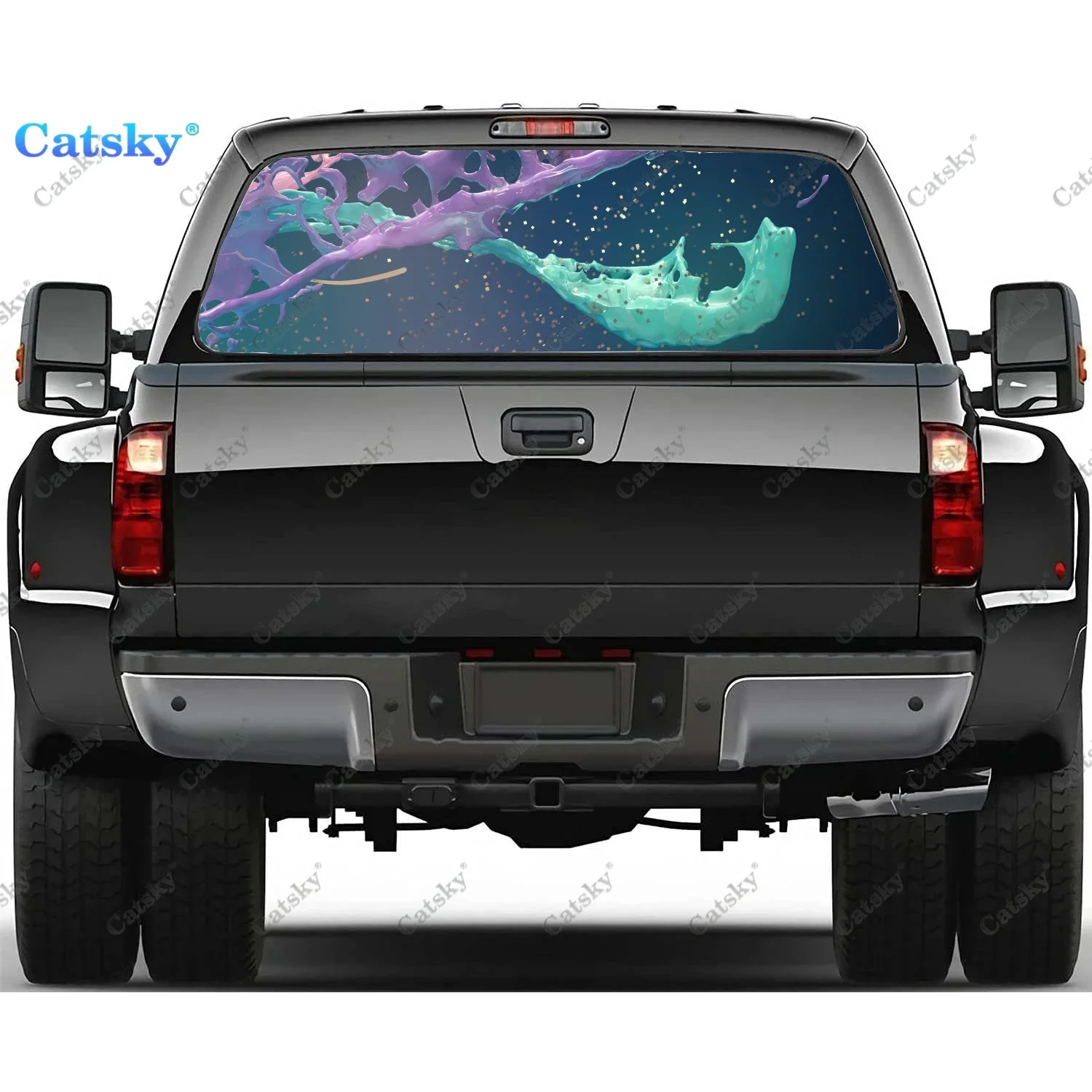 

Абстрактные - жидкие наклейки на заднее окно для грузовика, наклейка на окно пикапа, тонировка заднего стекла, графическая перфорированная виниловая наклейка для грузовика