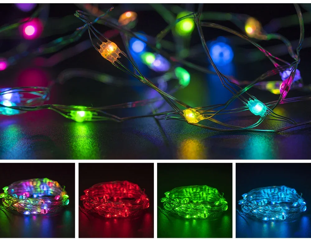 WS2812B RGBIC Christmas Fairy Lights String 5M 50 LED RGB Twinkle Lights Bedroom Indoor Outdoor Wedding Parties Decorations DC5V