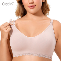 Gratlin Maternity Bra Postpartum Breastfeeding maternal support Plus Size Wirefree Cotton Nursing For Pregnant Women Lingerie 