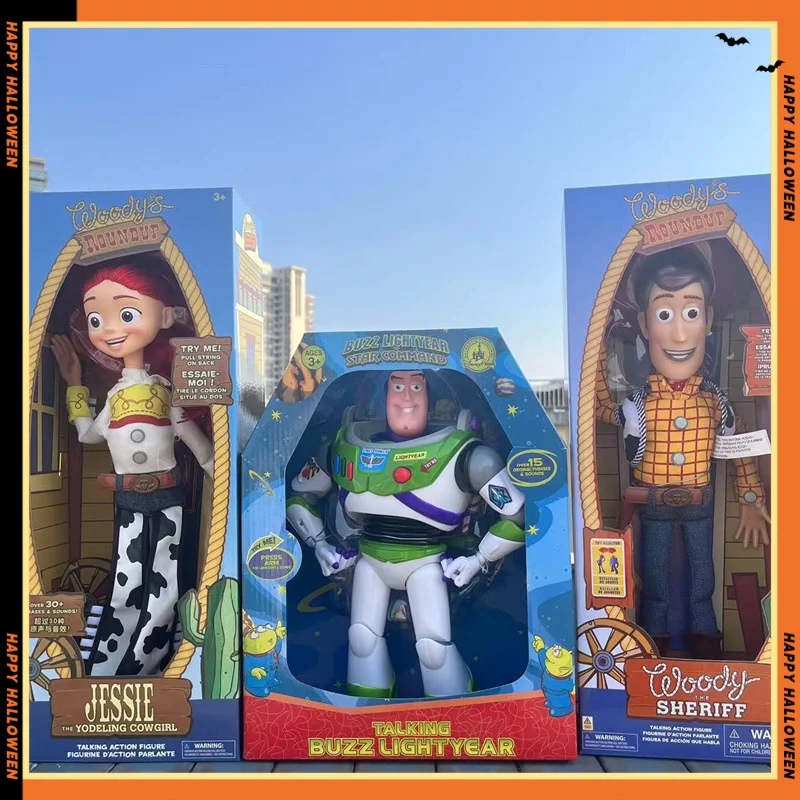 

Hot Toys Story 4 Woody Jessie Buzz Lightyear Talking Action Figures Cloth Body Model Doll Limited Collection Gifts