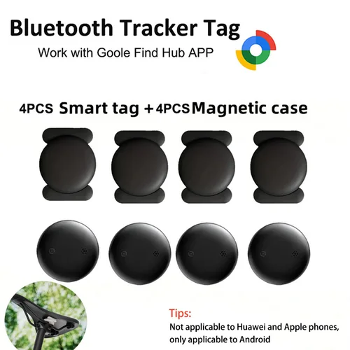 Imagen 1 del producto Air Tags-Android Smart Tag, rastreador Bluetooth con funda protectora magnética, funciona con la aplicación Google's Find My Device para bicicleta