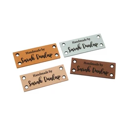 Sewing Tags, Leather Labels, Genuine Leather Knitting Labels, Tags For Handmade, 0.59x1.57 Inches, Laser Engraved, D574