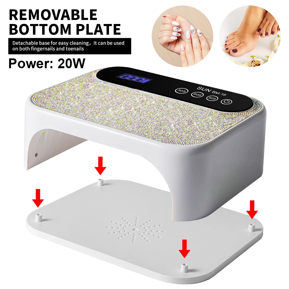 Secador de uñas profesional 42LED, lámpara de curado para pulido de Gel recargable, diseño de diamante, luz seca para manicura profesional