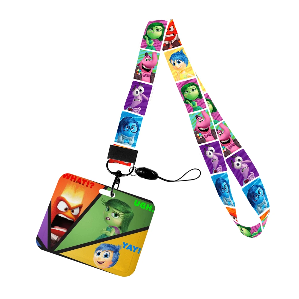 Disney Movie Inside Out 2 Cartoon Lanyard Keys Chain ID Credit Card Cover Bus Card Holder Charm Badge Holder Personalized Gift