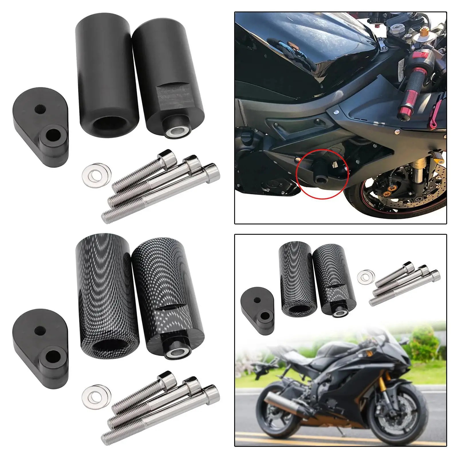 

Motorcycle Frame Slider Protector Accessory Replacement 1 Pair for Yamaha Yzf R6 2008-2014 Lightweight Simple Assembly Parts