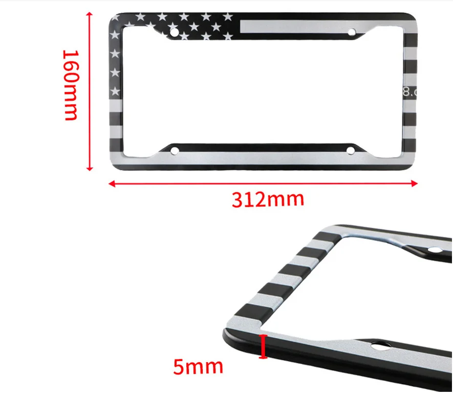 Car Parts Stainless Steel USA Flag License Plate Frame Cover For USA Standard Car License Plate Holder