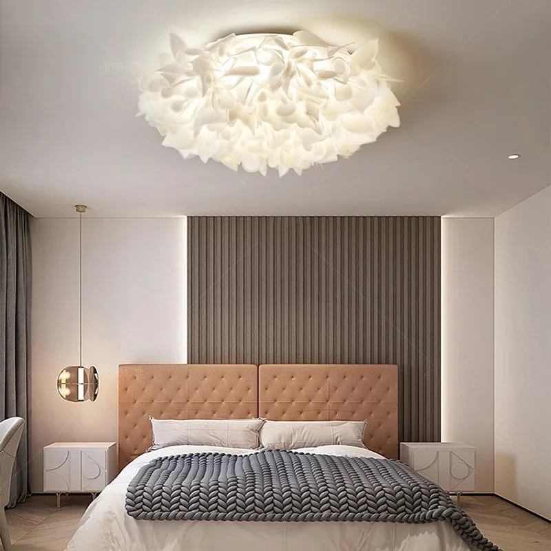 Cream Style Bedroom Light Internet Celebrity Ins Petal Ceiling Lamp Nordic Girl Warm Romantic Room Diningroom Livingroom Lamps