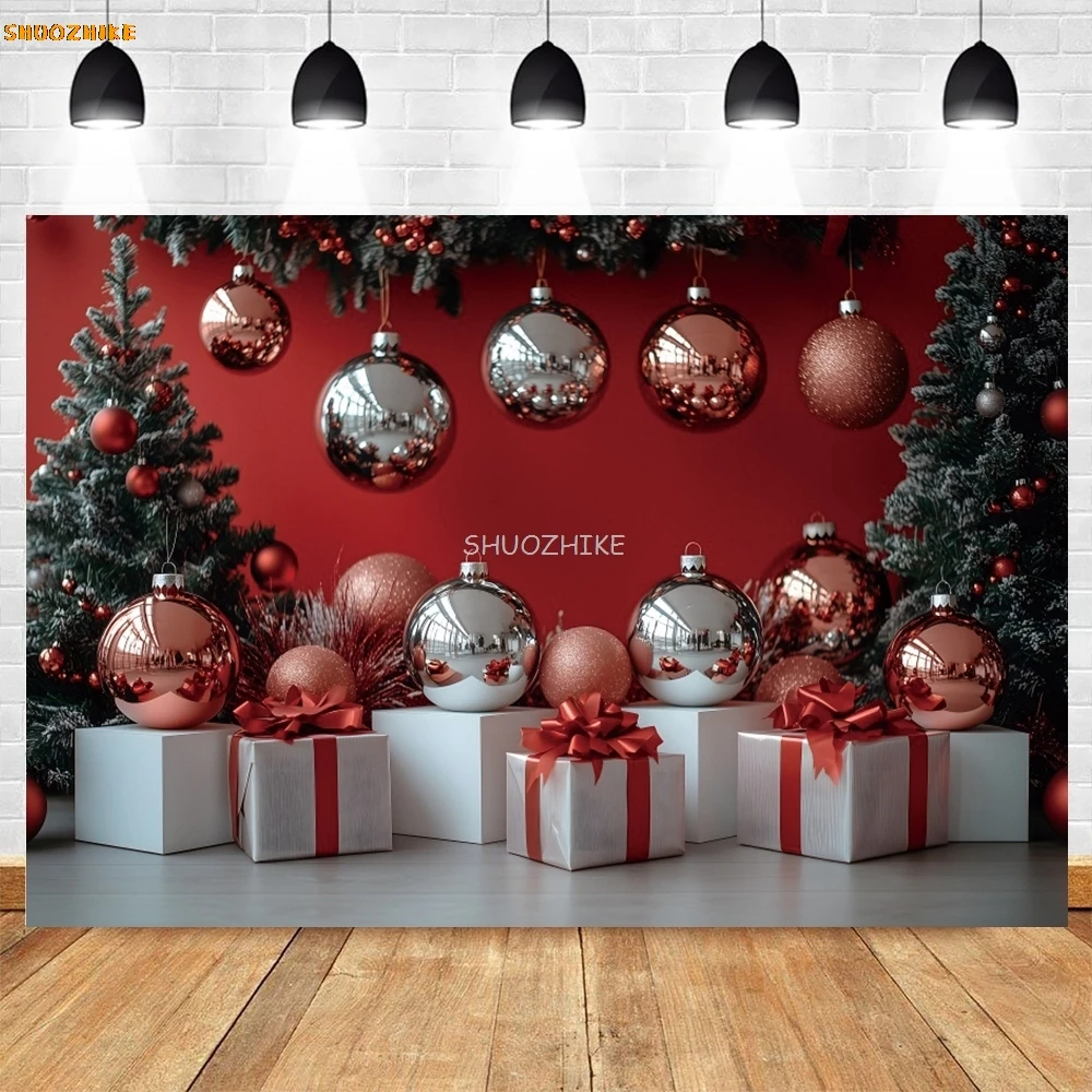 Christmas Photography Backdrop 2024 Gifts Gingle Bells Xmas Tree Gifts Baby Kids Portait Photocall Background Decor Photostudio