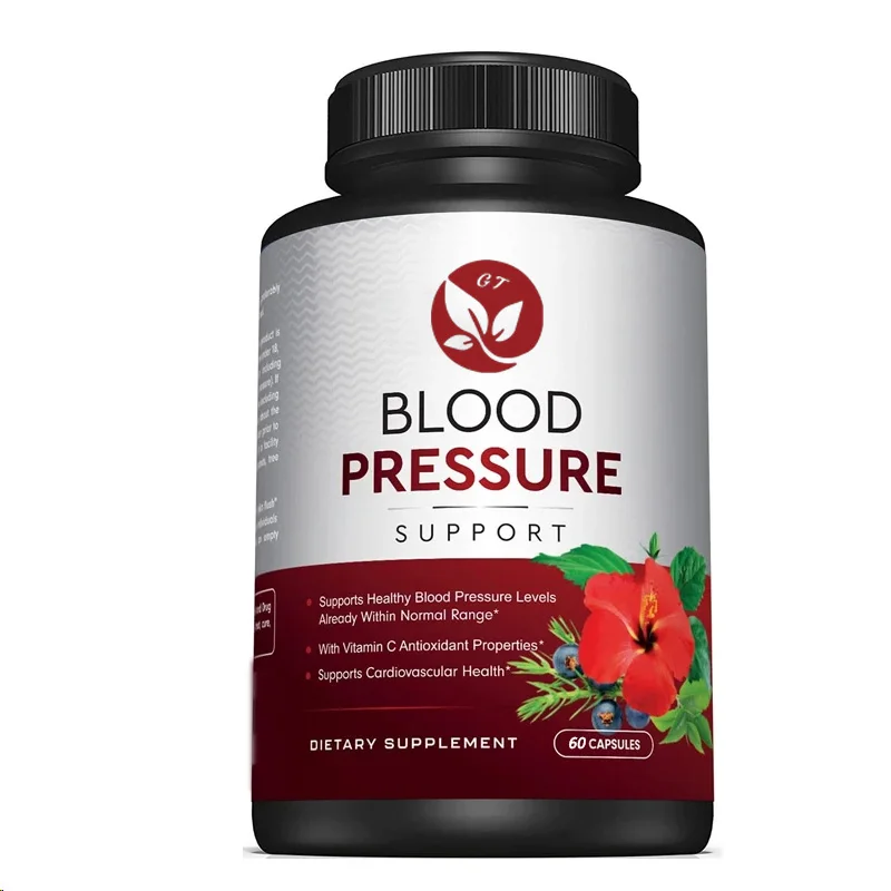 High Quality Blood Pressure Support Supplement, Cardiovascular And Heart , Garlic, Hawthorn, And Hibiscus 60 Capsules