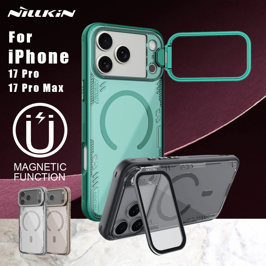 Nillkin para iPhone 17 Pro max/17 Pro funda iceblade Prop protección de cámara magnética con soporte duro PC contraportada protectora