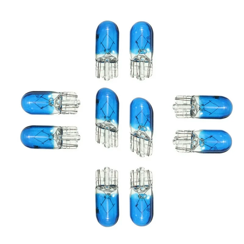 10Pcs T10 501 Blue Car Bulbs Dash Gauge Instrument Indicator Light Wedge Incandescent Lamp Bulbs Car Accessories Interior Parts