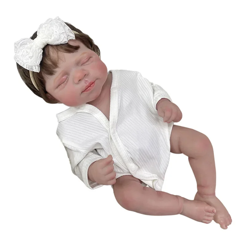 Muñeca Reborn de pastel de bebé con cuerpo de niña de vinilo completo de 48cm con pintura de múltiples capas de piel 3D con visible